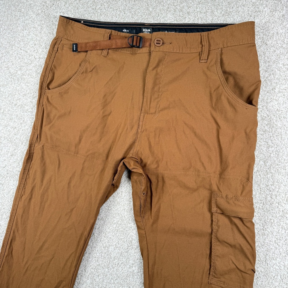 prAna Zion Pants Mens 35/32 Brown Slim Fit Hiking Cargo Outdoor